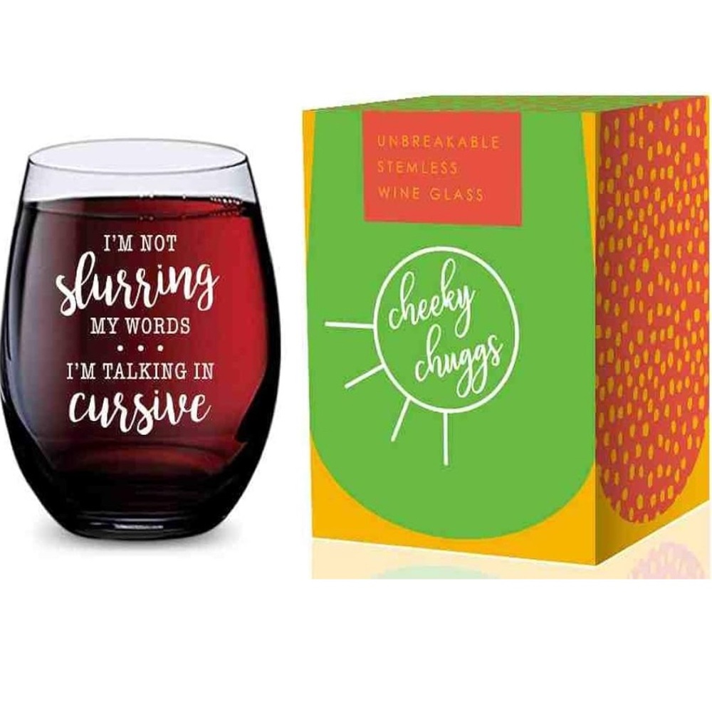 Stemless Wine Glass - I’m Not Slurring My Words I’m Just Talking In Cursive - - Picture 2 of 2
